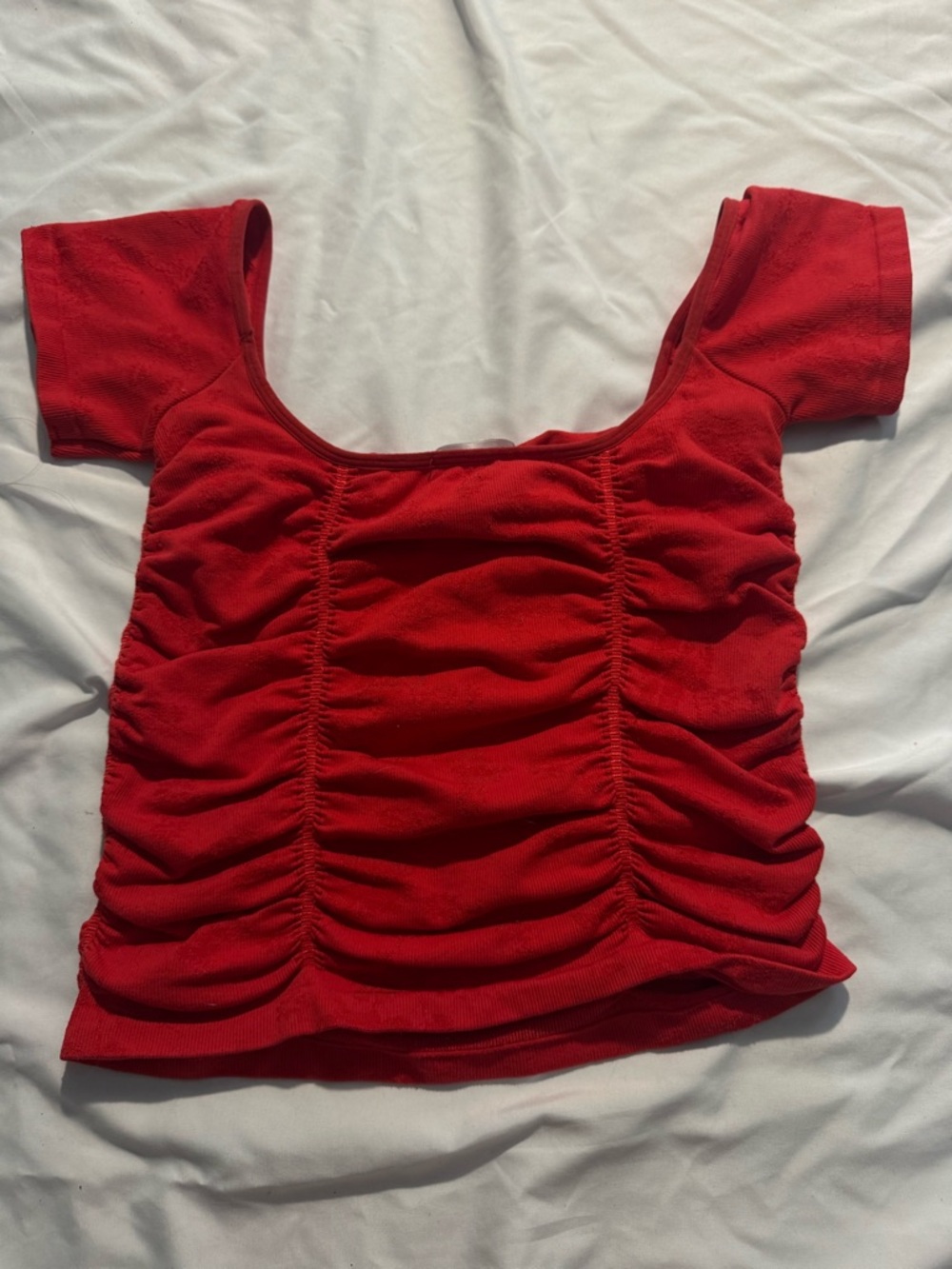 Altar'd State Red Ruched Scoop Crop Top